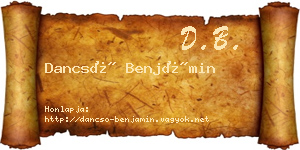 Dancsó Benjámin névjegykártya