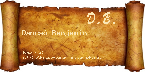 Dancsó Benjámin névjegykártya